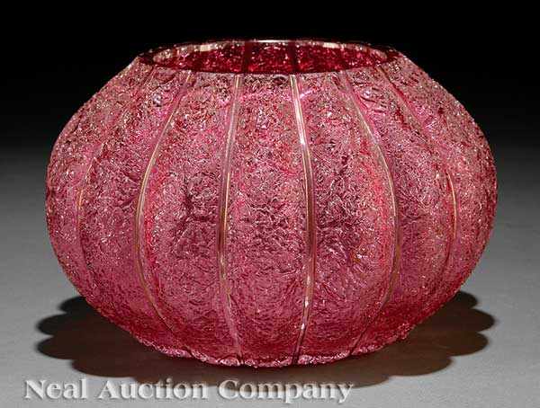 Appraisal: A Mold-Blown Cranberry Glass Bowl late th early th c