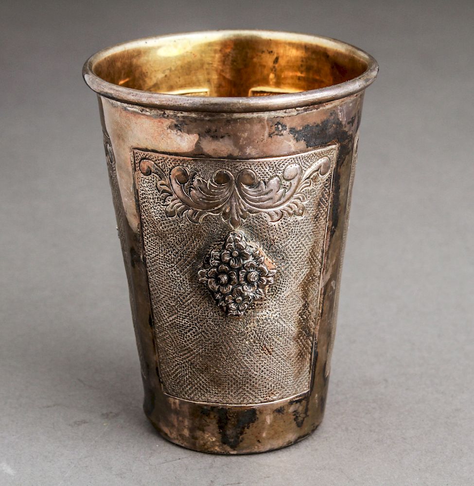 Appraisal: Judaica Hazorfim Sterling Silver Kiddush Cup Judaica Hazorfim repousse and