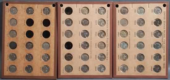 Appraisal: Collection of fifty United States Jefferson type five-cent pieces -