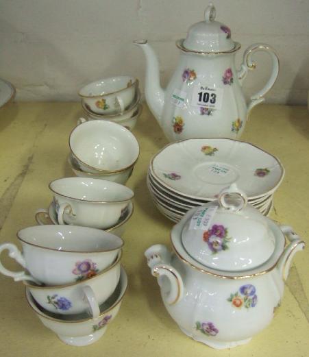 Appraisal: A flower printed white porcelain demi-tasse coffee service detailed 'Thomas