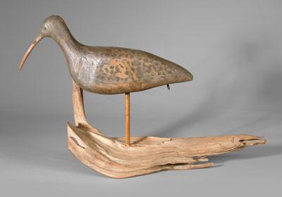 Appraisal: Shorebird decoy possibly a curlew tack eyes New Jersey late