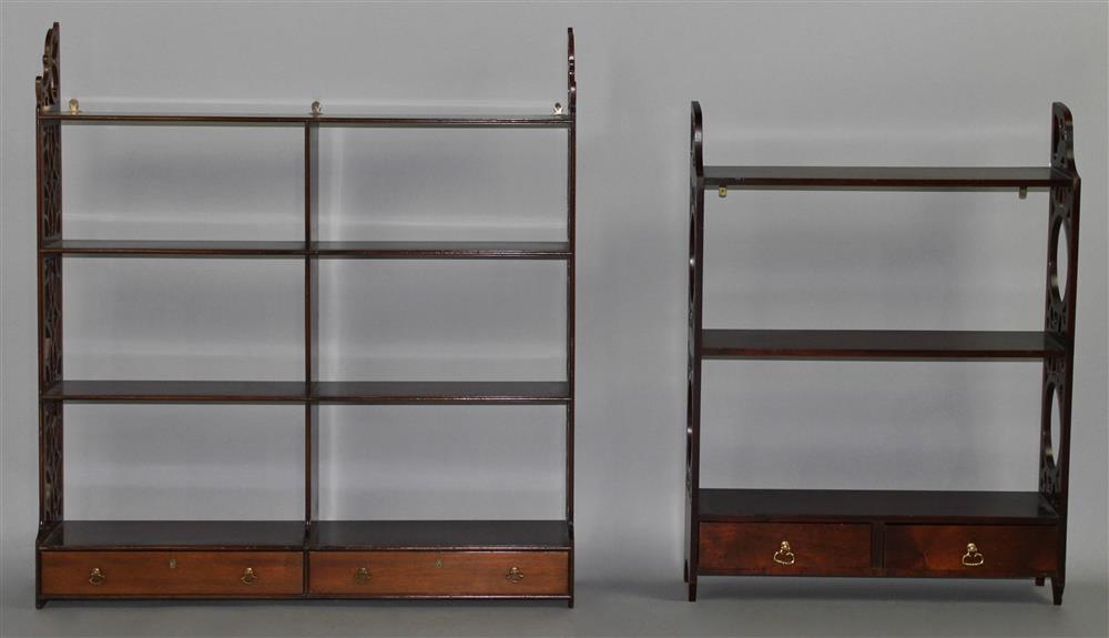 Appraisal: KITTINGER COLONIAL WILLIAMSBURG CW CHINESE CHIPPENDALE MAHOGANY WALL SHELF TOGETHER