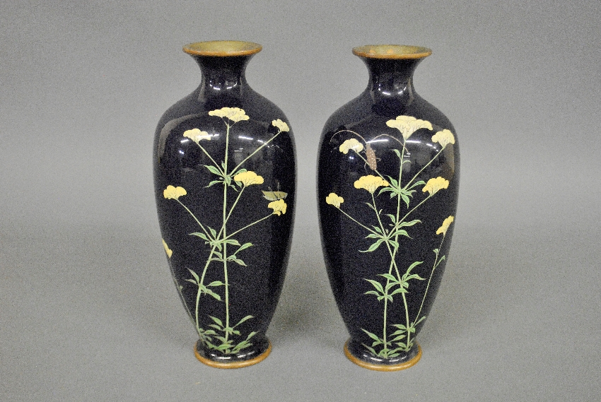 Appraisal: - Pair of cloisonn vases with floral decoration late th