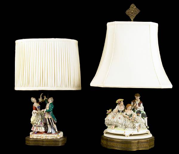 Appraisal: A group of four ceramic figural table lamps heights to