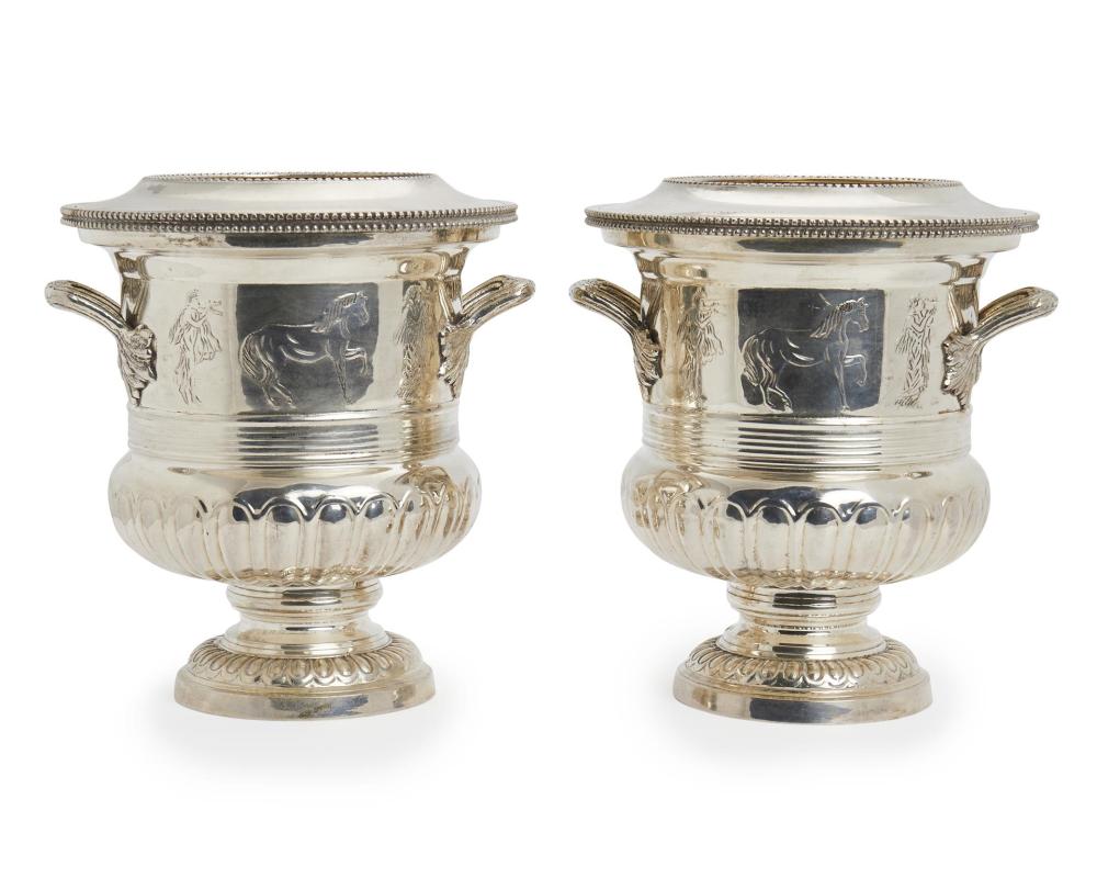 Appraisal: A pair of Matthew Boulton Neo-Classical silver plated wine coolers