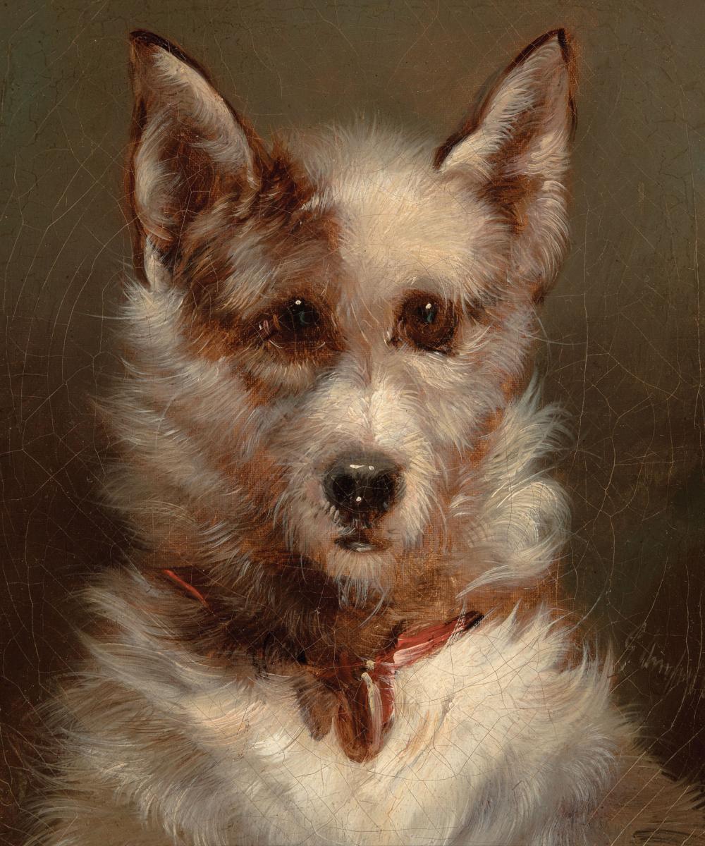 Appraisal: Continental School th c Portrait of a Dog with Handkerchief