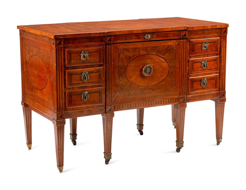 Appraisal: An Italian Walnut and Marquetry Mechanical Dressing Table with an