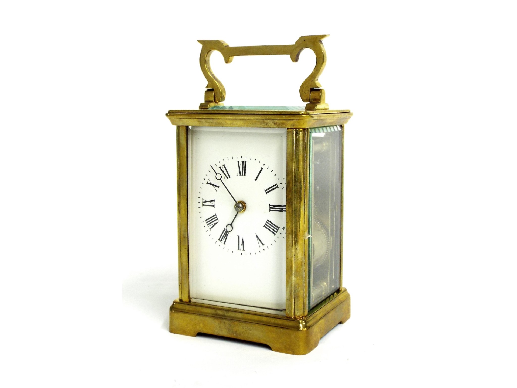 Appraisal: Carriage clock timepiece within a corniche brass case high