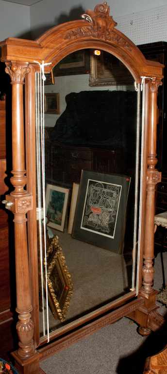 Appraisal: Classical style walnut cheval mirror Estimate - All property is