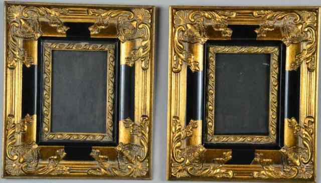 Appraisal: Pair Matching Ornate Frames - Black GoldBlack frames with gilt