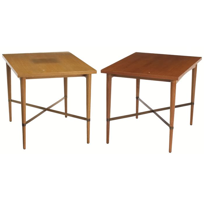 Appraisal: Paul McCobb side tables pair rectangular mahogany tops on slightly