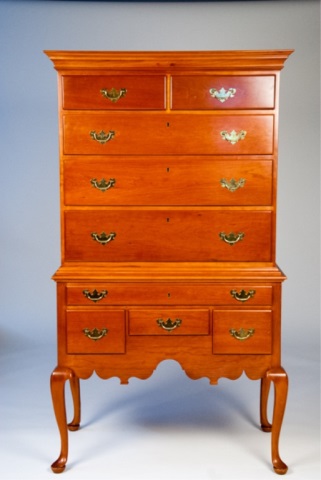 Appraisal: Suters Queen Anne Style Cherry Highboy Suters Harrisonburg Virginia Queen