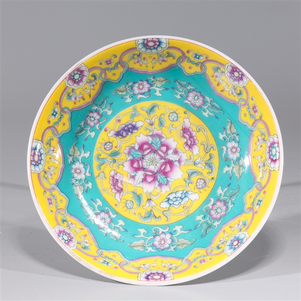 Appraisal: Chinese famille rose enameled porcelain plate with floral designs to