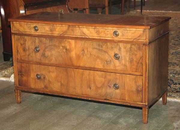 Appraisal: A Neoclassical style walnut chest of drawers th century height