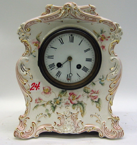 Appraisal: AN AMERICAN WATERBURY PARLOR CHINA CLOCK no having floral decorated