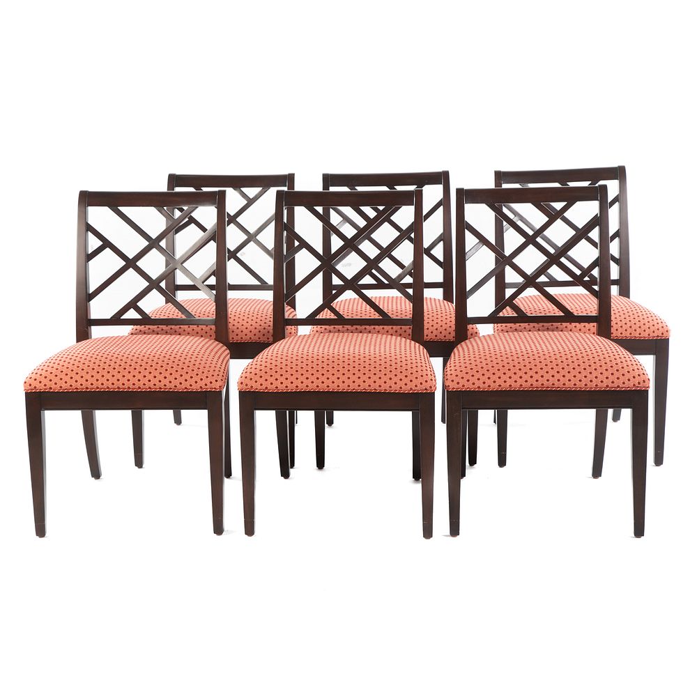 Appraisal: Six Ethan Allen Contemporary Dining Chairs Mahogany chairs with web