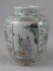 Appraisal: A ceramic Chinese vase decorated in overglaze enamels with vignettes