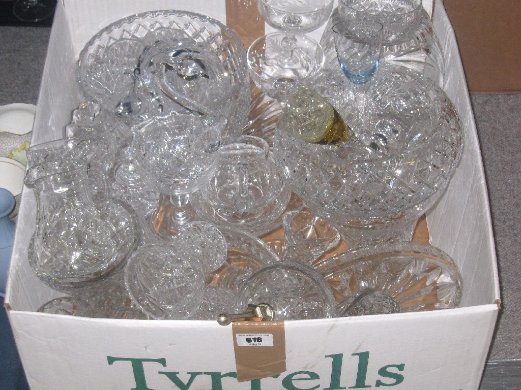 Appraisal: Box of assorted cut glassware to include and Artglass tortoise