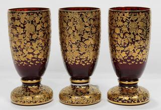 Appraisal: lot of Moser ruby glass goblets lot of Moser ruby