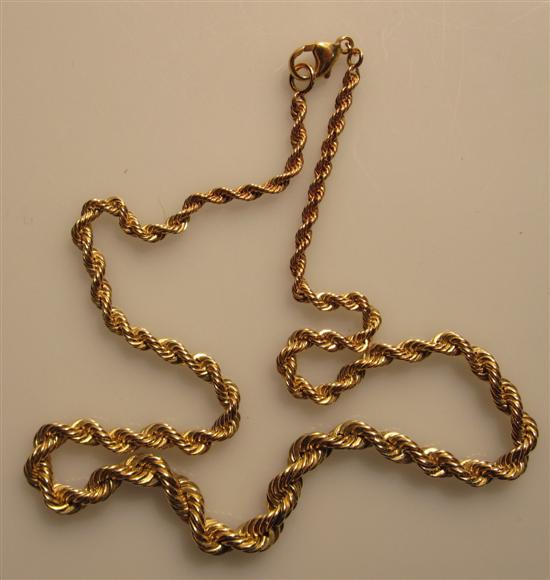 Appraisal: Tiffany Co K gold rope form necklace grams