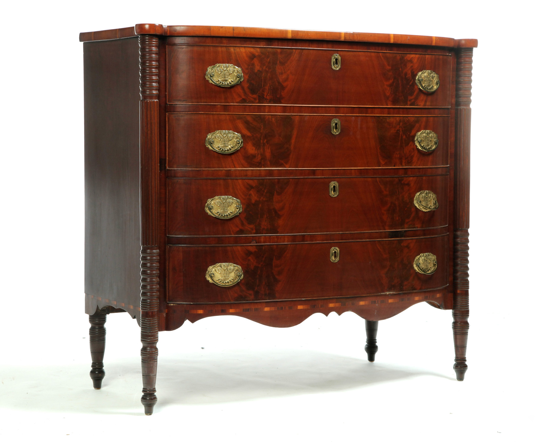 Appraisal: NEW ENGLAND SHERATON CHEST OF DRAWERS - mahogany and pine