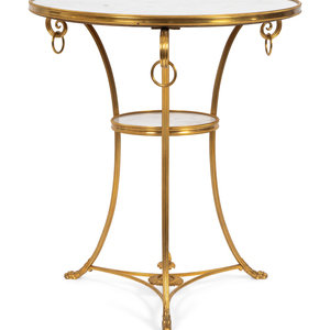 Appraisal: A Directoire Style Gilt-Bronze and Marble Gu ridon Height x