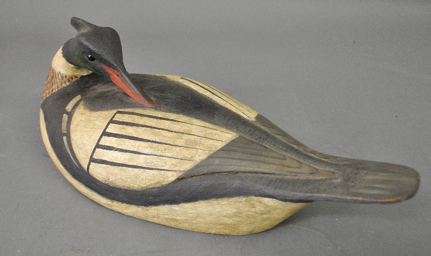 Appraisal: - Reggie Birch Virginia decoy of a preening Merganser stamped