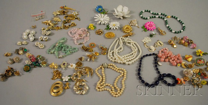 Appraisal: Large Group of Costume Jewelry including floral brooches beaded and