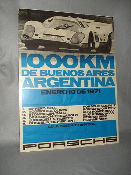 Appraisal: A Km de Buenos Aires Porsche successes poster printed in