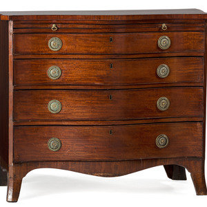 Appraisal: A Serpentine Front Mahogany Chest of Drawers th Century Height