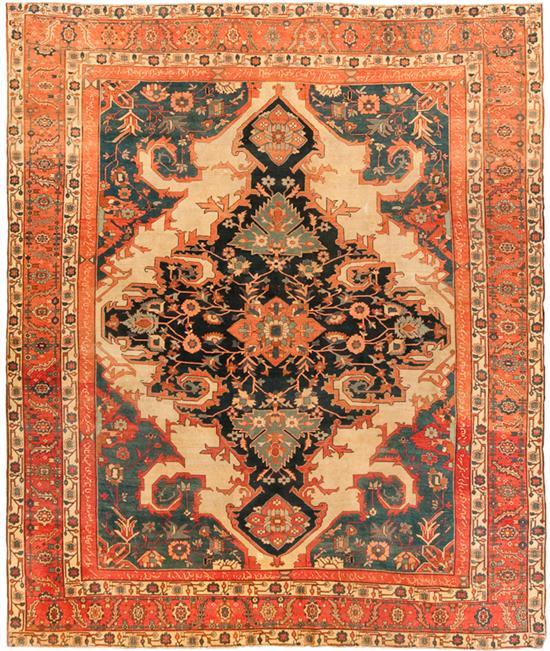 Appraisal: Unusual Antique Serapi carpet Persia circa x Provenance Collection of