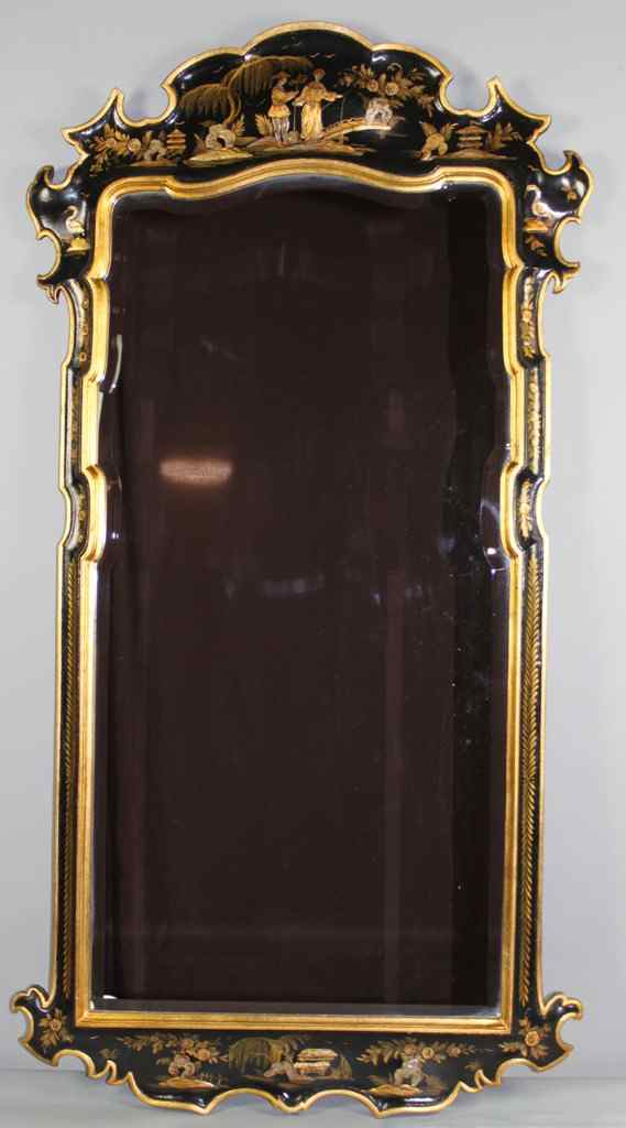 Appraisal: CHINESE EXPORT STYLE BLACK PAINTED AND PARCEL GILT MIRROR The