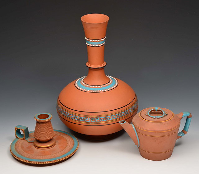 Appraisal: Christopher Dresser British - attributed to for Watcombe PotteryVase teapot