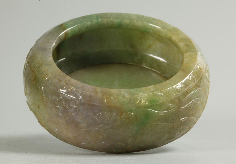 Appraisal: Chinese jadeite brushwasher possibly th c jade with lavender and