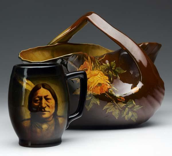 Appraisal: ROOKWOOD Two Standard Glaze pieces mug painted by Adeliza Sehon