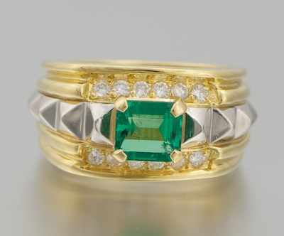 Appraisal: A Ladies' k Gold Platinum Emerald and Diamond Ring k