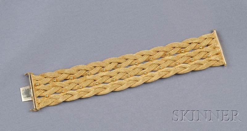 Appraisal: kt Gold Bracelet composed of braided strands highlighted by balls