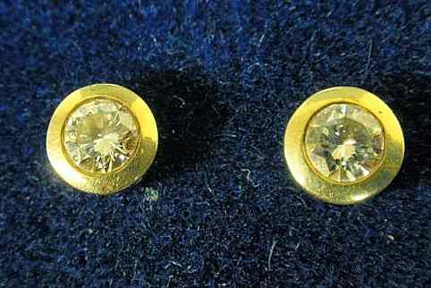 Appraisal: Pair of diamond stud earrings bezel set in k gold