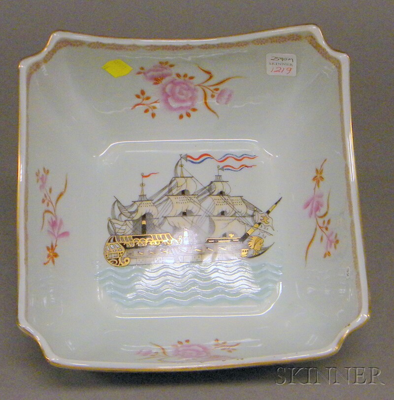 Appraisal: Large Square Chinese Export Porcelain Bowl with lobed corners and