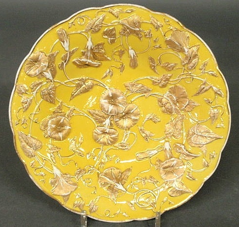 Appraisal: Meissen serving plate with yellow and gilt morning glory decoration