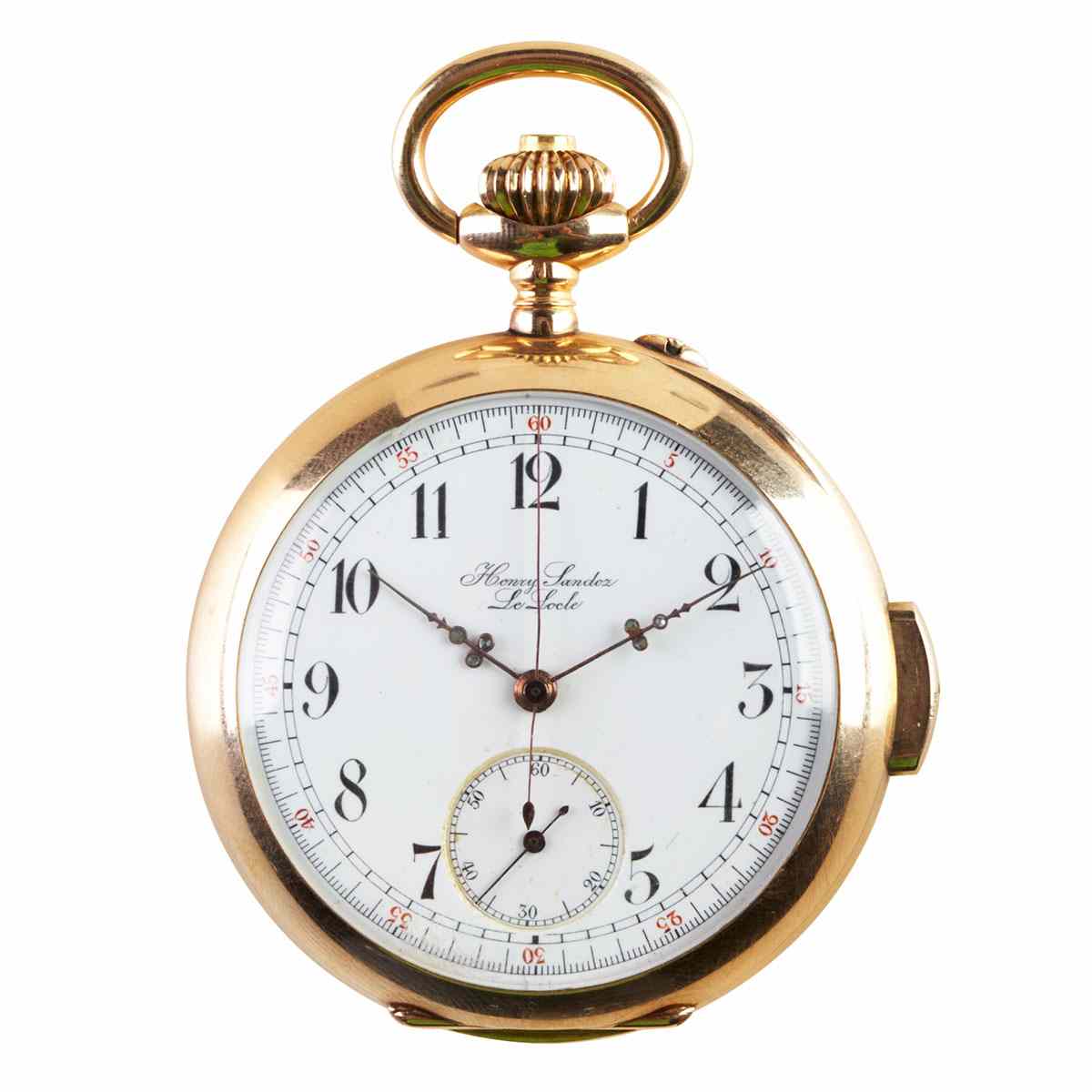 Appraisal: Henry Sandoz Openface Pocket Watch With Minute Repeat And Chronograph