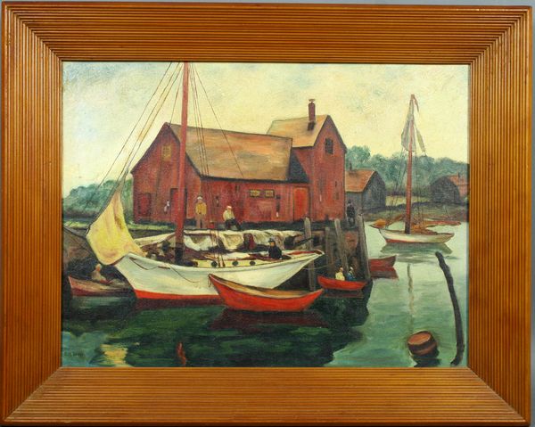 Appraisal: E M Brooks Harbor Rockport o b x in frame