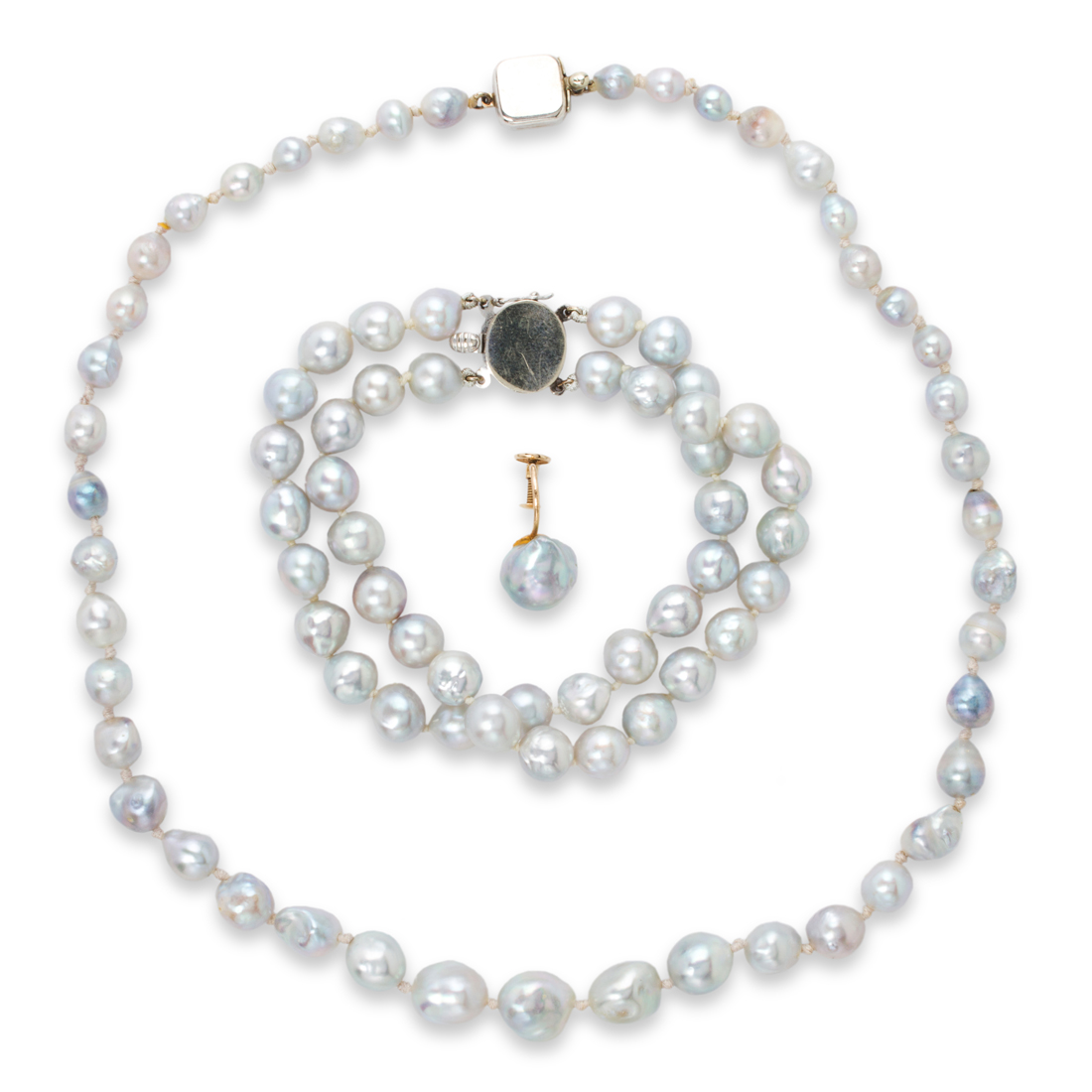 Appraisal: A GROUP OF CULTURED GREY PEARL JEWELRY A group of