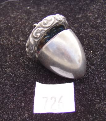 Appraisal: Acorn design thimble container with pewter top