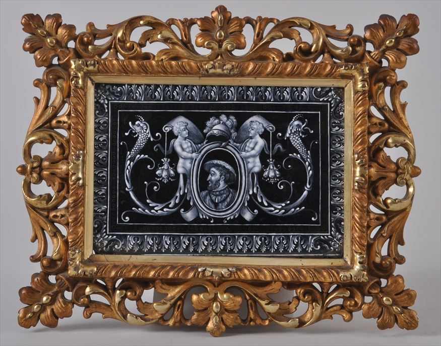 Appraisal: LIMOGES ENAMEL PLAQUE In the Mannerist style centered by a