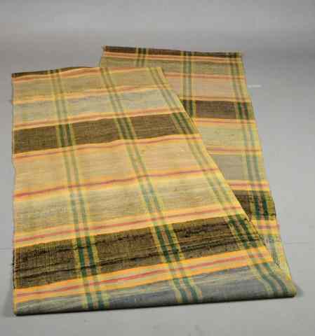 Appraisal: American Runner Cotton RugNeutral toned with yellow green and red