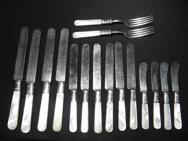 Appraisal: Group of Sterling mother of pearl flatware pieces All mother