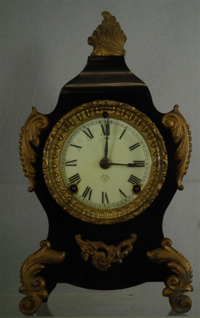 Appraisal: Ansonia black iron French style mantle clock enamel dial runs