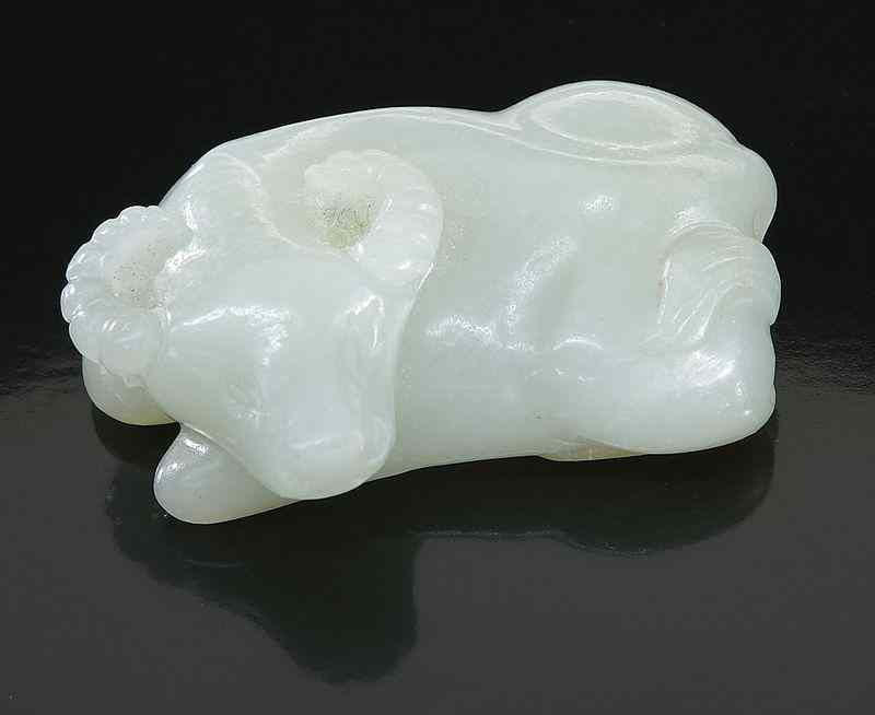 Appraisal: Chinese Qing carved celadon jade water buffalo ''W x ''L