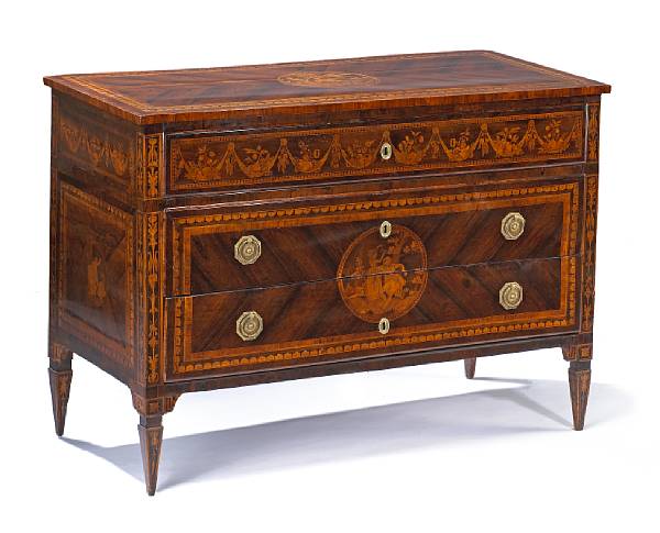 Appraisal: A fine Northern Italian Neoclassical marquetry inlaid walnut commode in